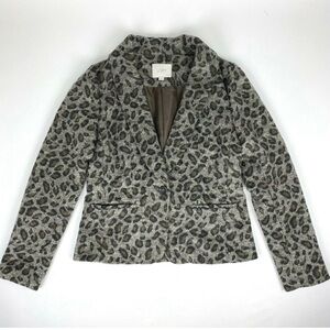 Ann Taylor Loft Leopard Print Wool Blend Blazer Size Small Petite Orig $90